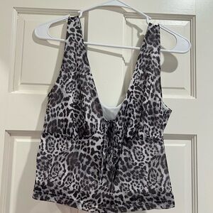 SHEIN Black and Gray Animal Print Top